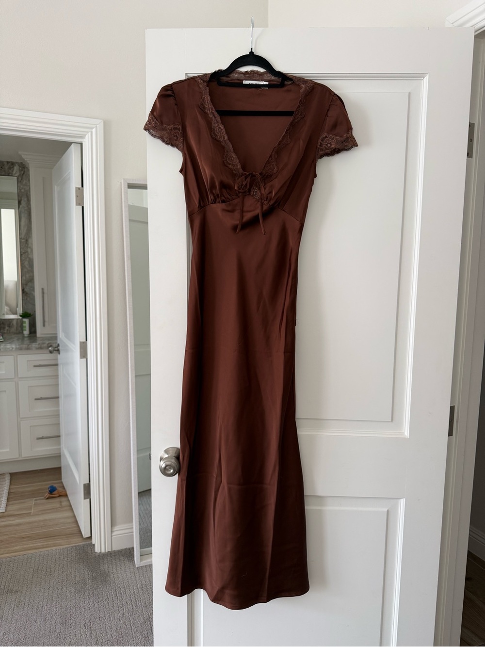 NEW Mod Ref Brown Lace-Trim Maxi Dress